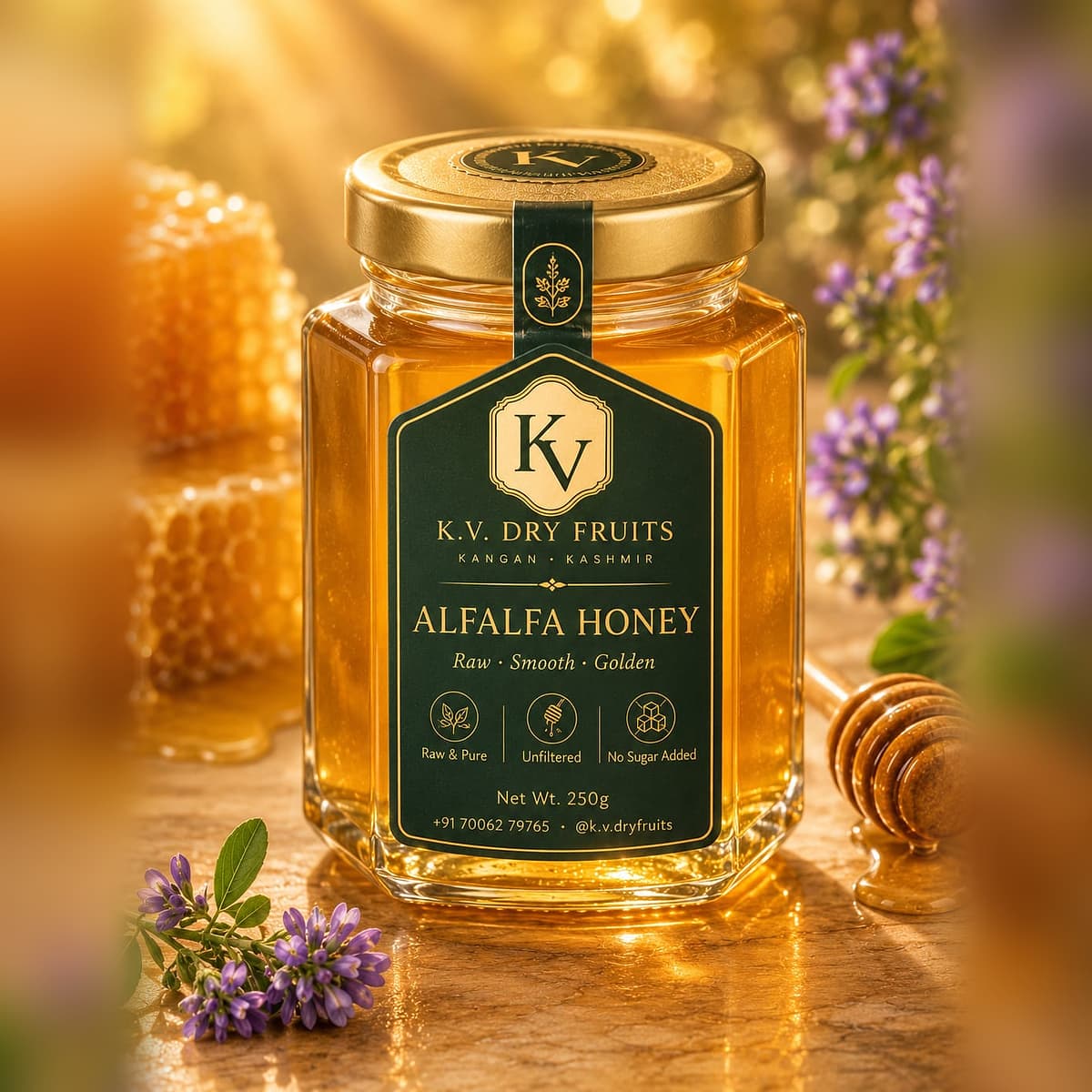 Alfalfa Honey — Pale gold honey, softly clouded