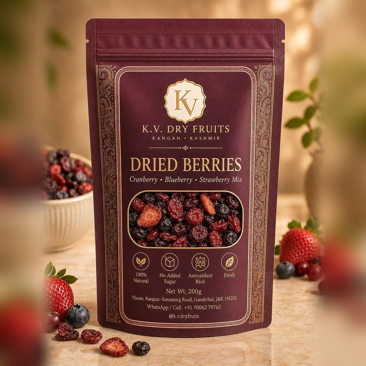 Dried Berries — Four discs, one of each berry