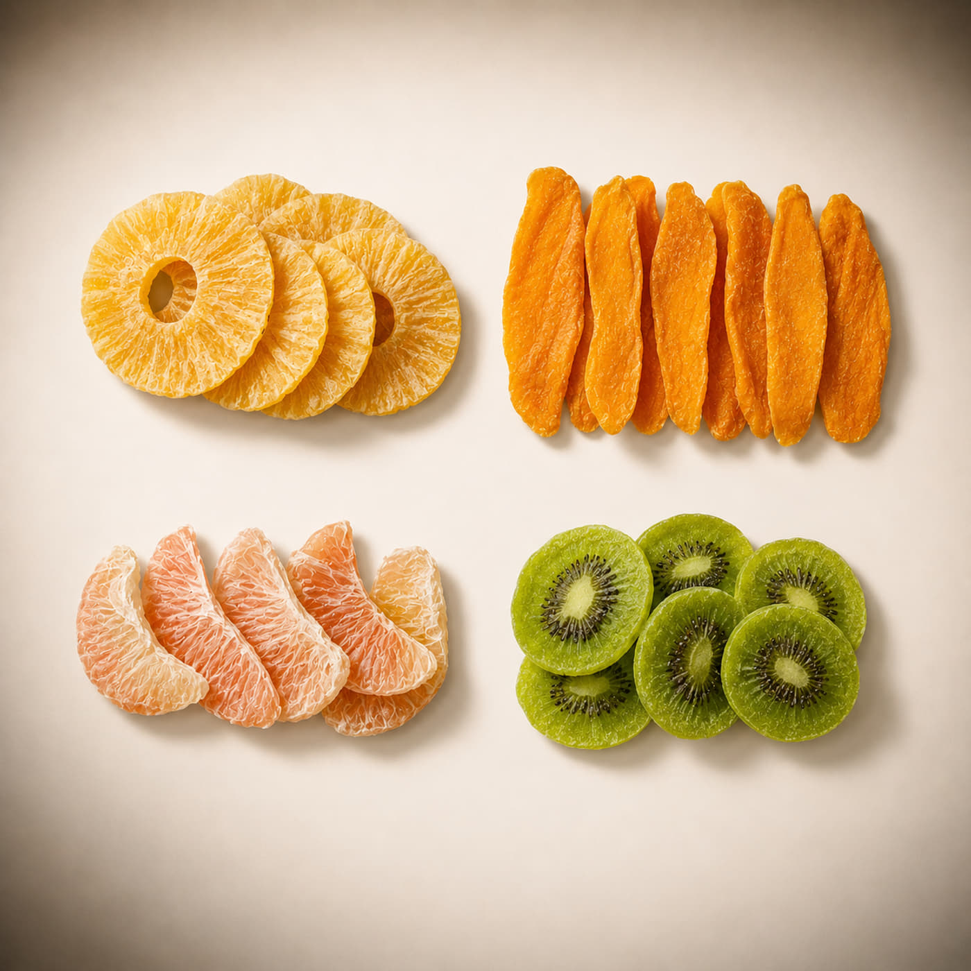 Dried Fruit Slices — Four groups, one of each fruit