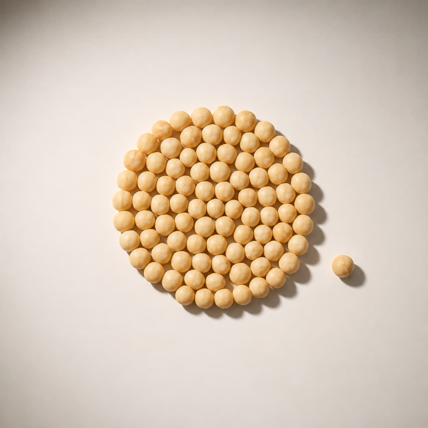 Macadamia Nuts — Round kernels packed into a disc