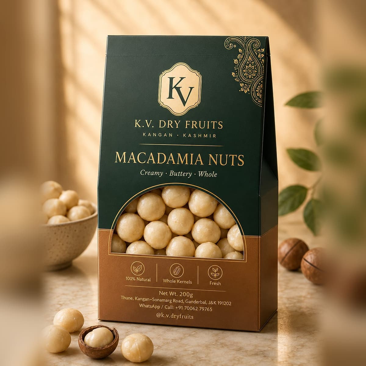 Macadamia Nuts — Round kernels packed into a disc